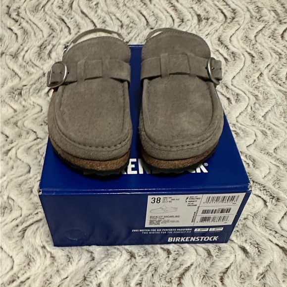 Birkenstock Gray Buckley Shearling Clogs Size 38 - Picture 2 of 7